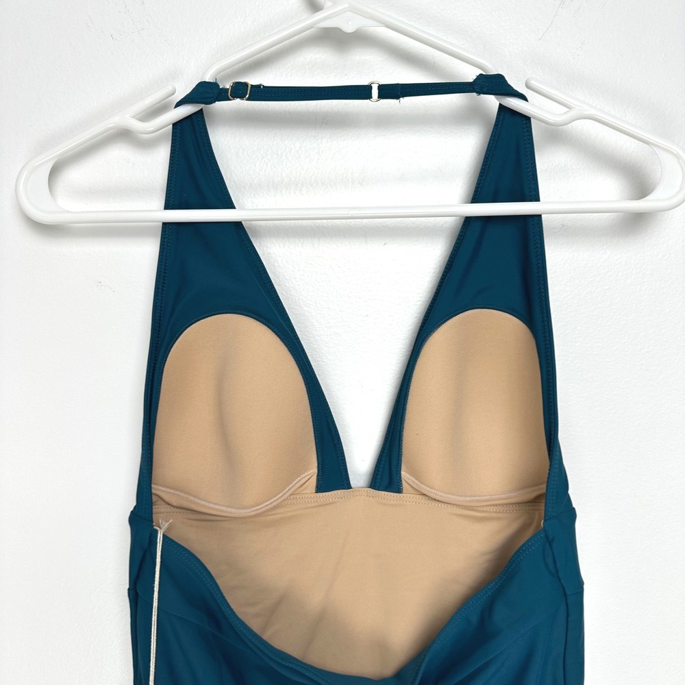 NWT Summersalt V Halter Zen One Piece Swimsuit Teal Blue Open Back Size 8 - Picture 7 of 11